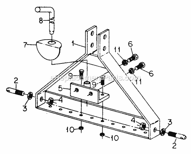 A-Frame Hitch Adapter-582-Tractors W/Sn 72000 Diagram and Parts List for 1604 2050598U, 144-582-399, 145-582-399, 142-582-3 Cub Cadet Lawn Tractor